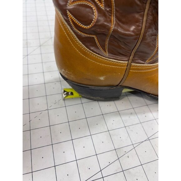 Vintage Tony Lama Cowboy Boots Men's Sz. 8.5 D Brown Leather Western Style - Picture 16 of 16